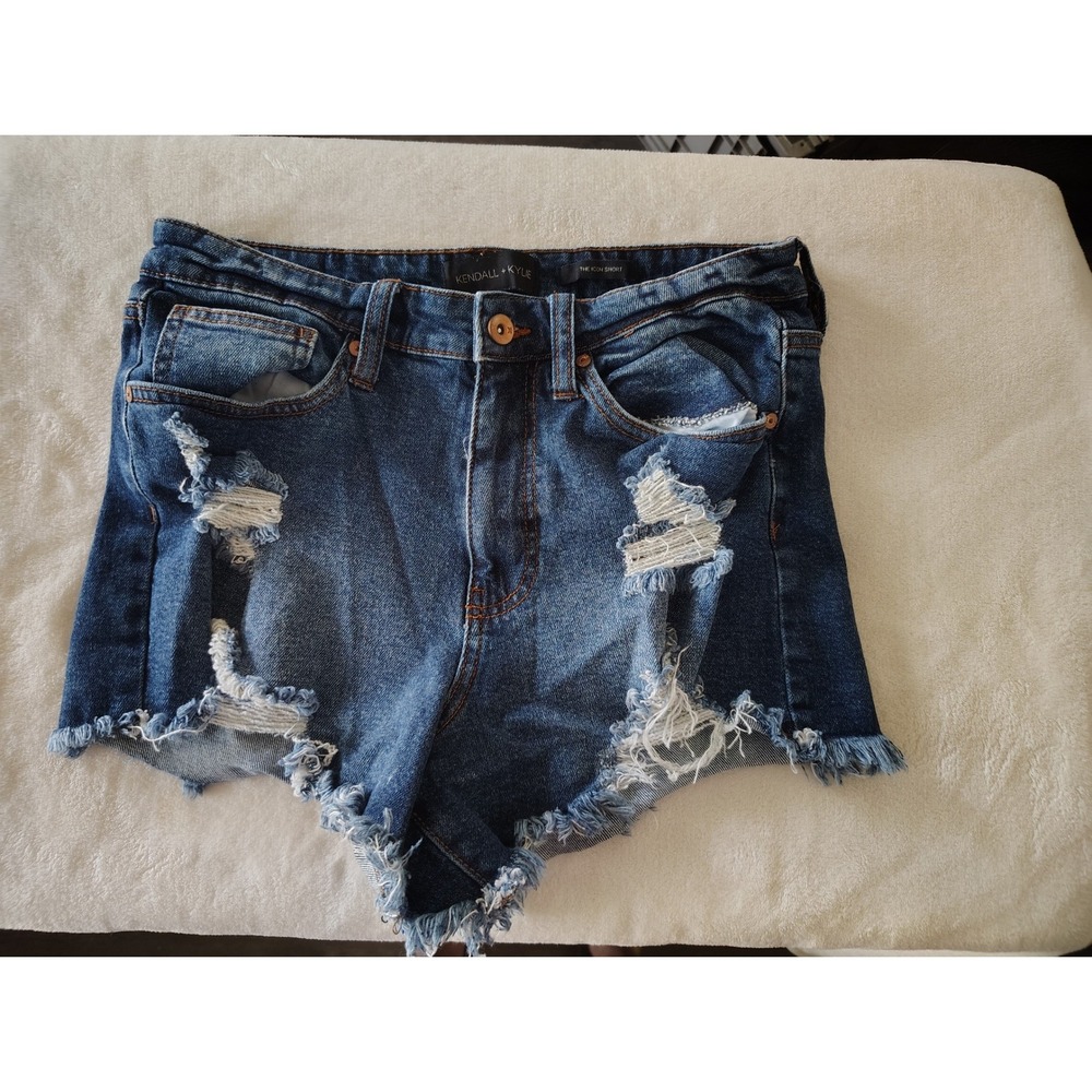Kendall + Kylie The Icon Short Distressed Denim Cut Off Shorts Medium Wash 9/29